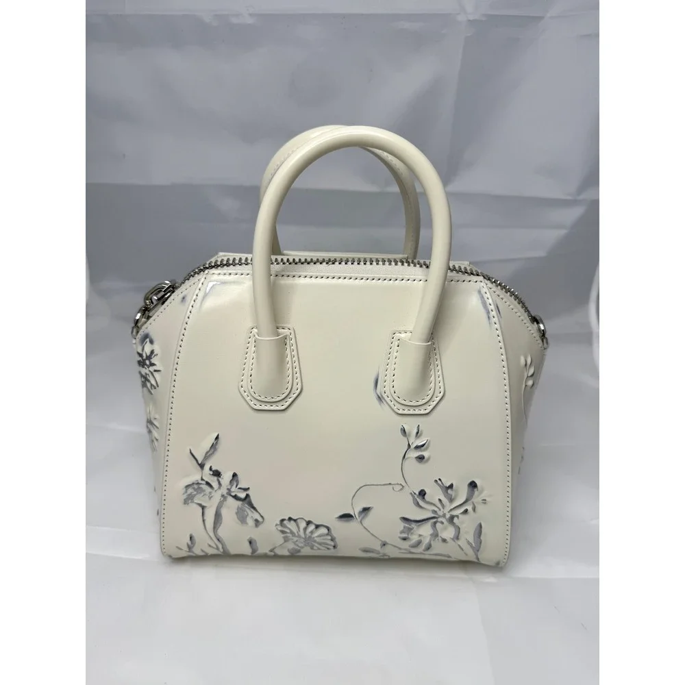 Givenchy Antigona Mini Floral Embossed Leather Satchel Bag Off White‎ NWOB